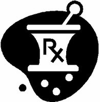 mortar and pestle with Rx symbol
