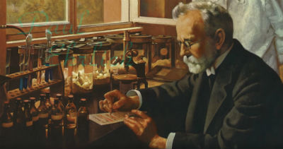 PAINTING OF PAUL EHRLICH IN HIS LAB